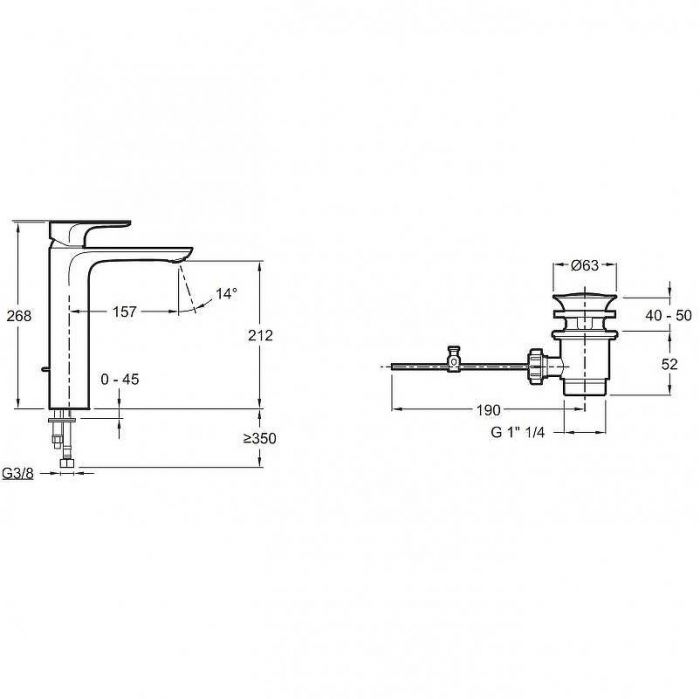 Смеситель для раковины Jacob Delafon Aleo E72298-4-CP Хром