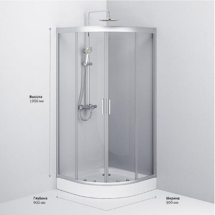 Душевой уголок AM.PM Gem W90G-401-090WT Профиль матовый хром, стекло прозрачное