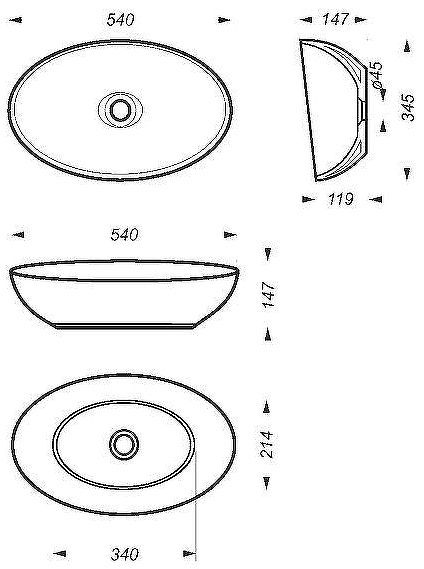 Раковина-чаша Sanita Luxe Ringo Cut 53 WB.CT/Ringo/54-N.Cut/WHT.G/S1 Белая