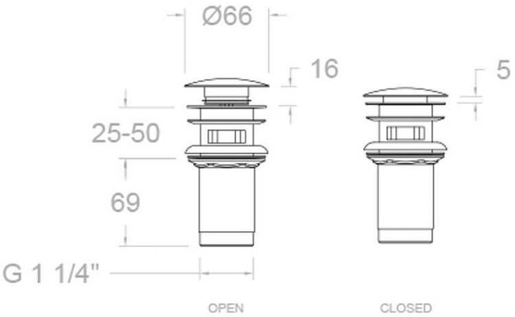 Донный клапан Ramonsoler Accesorios 1219LNC click-clack Никель брашированный