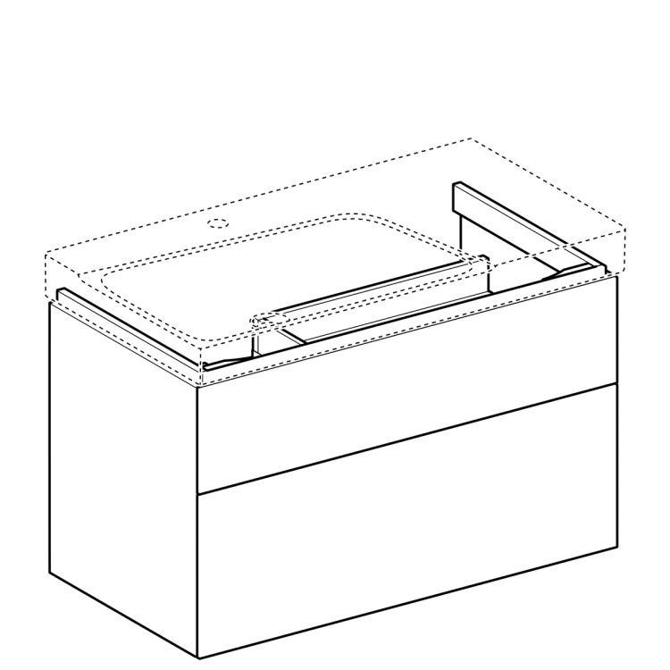 Тумба под раковину Geberit Xeno? 880х530х462 мм, 1 маленький и 1 большой ящики, сифон слева, матовый серый [500.515.00.1]