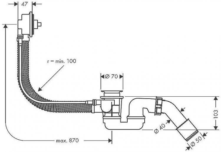 Слив-перелив Hansgrohe Flexaplus 58141180 полуавтомат Белый
