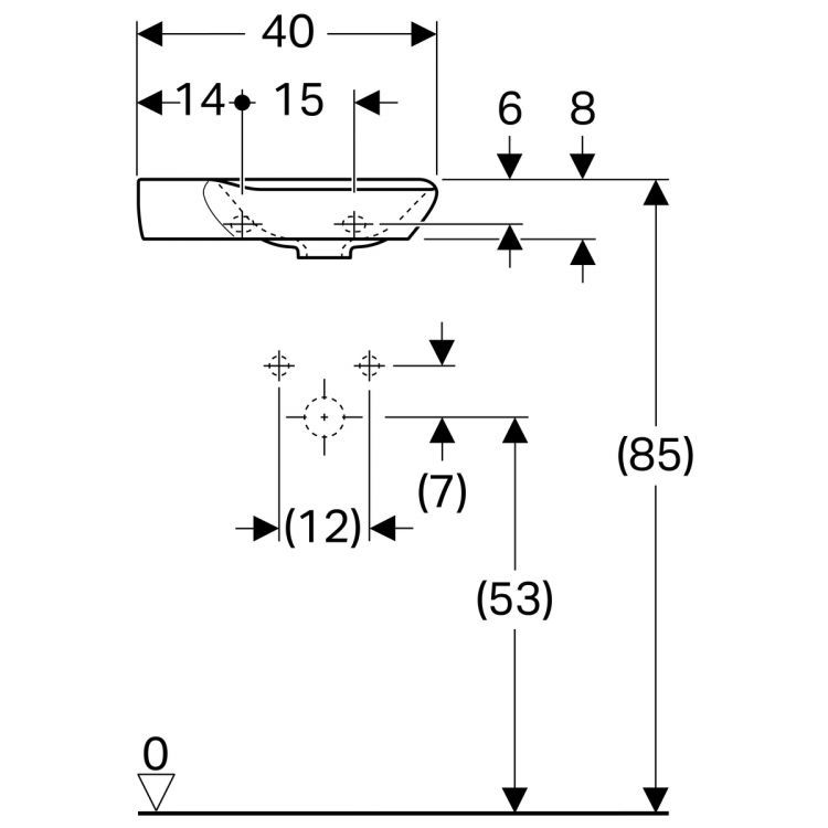 Раковина Geberit myDay с отверстием с левой стороны 40х28 [125440600]
