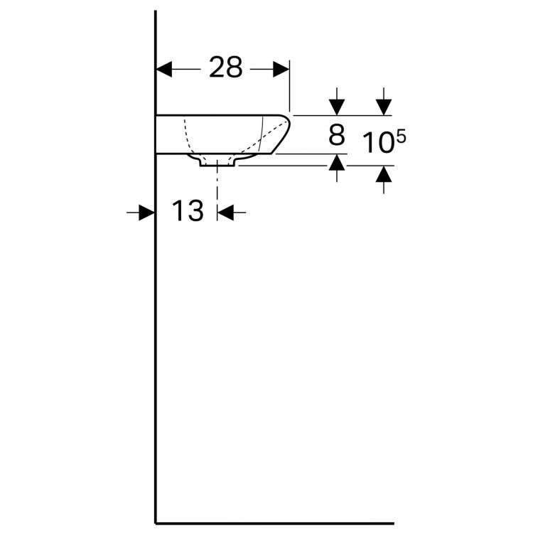Раковина Geberit myDay с отверстием с левой стороны 40х28 [125440600]
