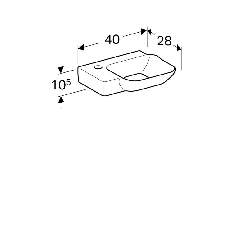 Раковина Geberit myDay с отверстием с левой стороны 40х28 [125440600]