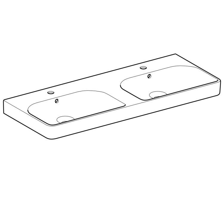 Раковина Geberit Smyle Square двойная 120х48 см, с отв. под смеситель, с отв. перелива [500.223.01.1]