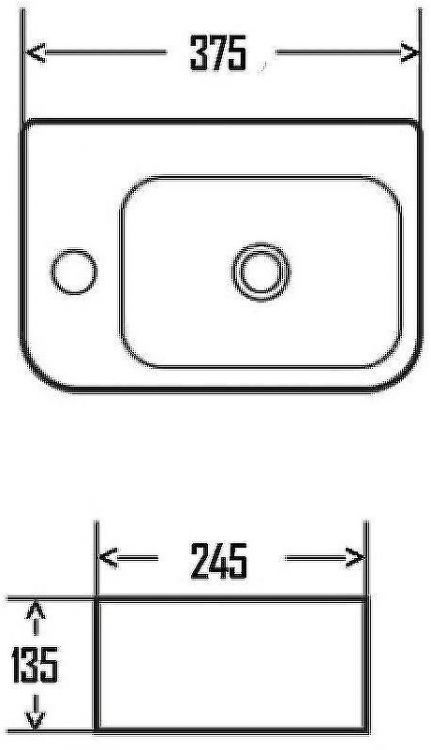 Раковина AQUAme 38 L AQM5006L Белая глянцевая