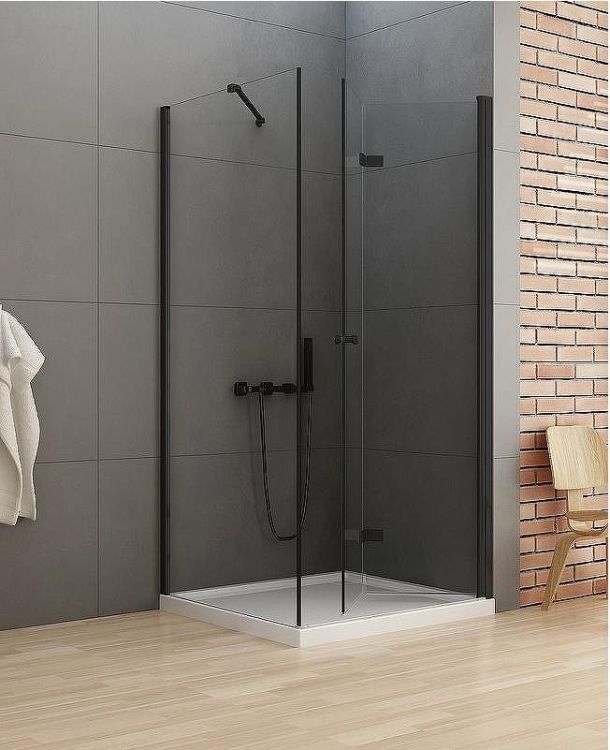 Душевой уголок New Trendy New Soleo Black 80х100 R D-0238A/D-0116B профиль Черный стекло прозрачное