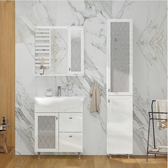 Зеркало со шкафом Volna Milena 70 R zsMLN70.R-01 с подсветкой Белое