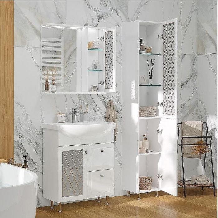 Зеркало со шкафом Volna Milena 70 R zsMLN70.R-01 с подсветкой Белое