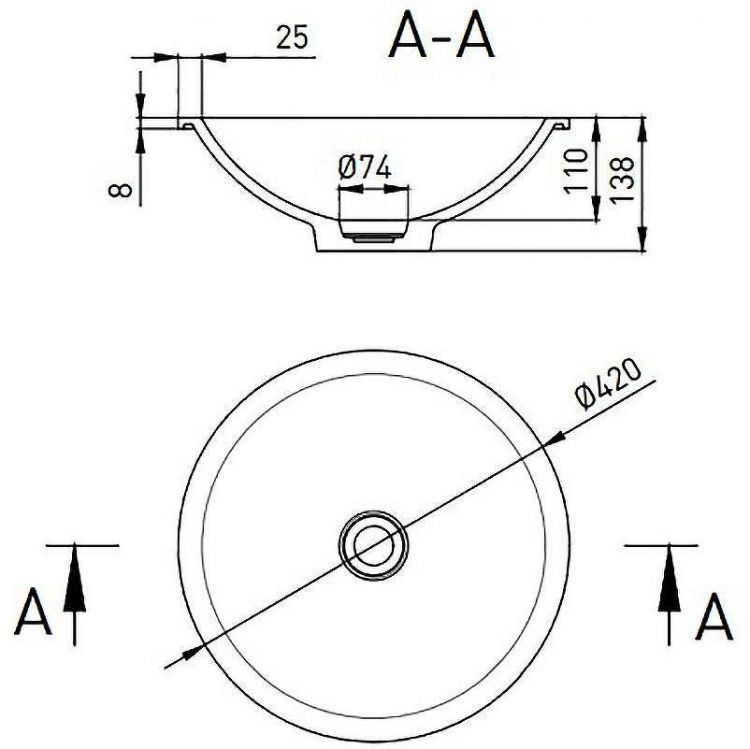 Раковина Salini Marea 05 42 1802205M Белая матовая
