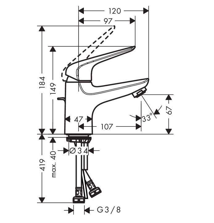 Смеситель для раковины Hansgrohe Novus 71022000, хром