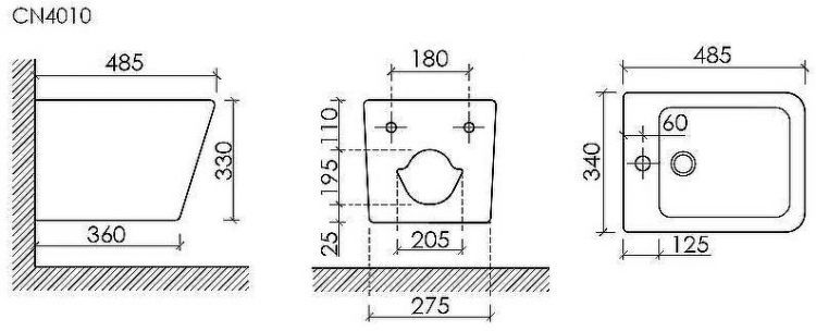 Биде Ceramicanova Union CN4010MB подвесное Черное матовое
