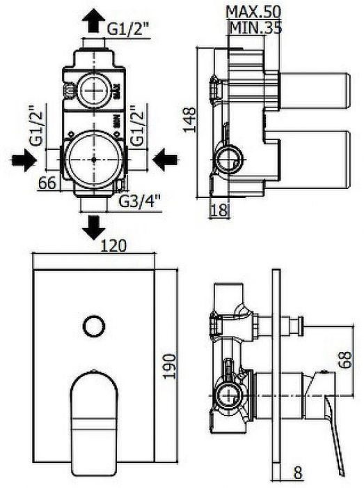 Смеситель для душа Paffoni Tilt TI015BO/M Белый матовый