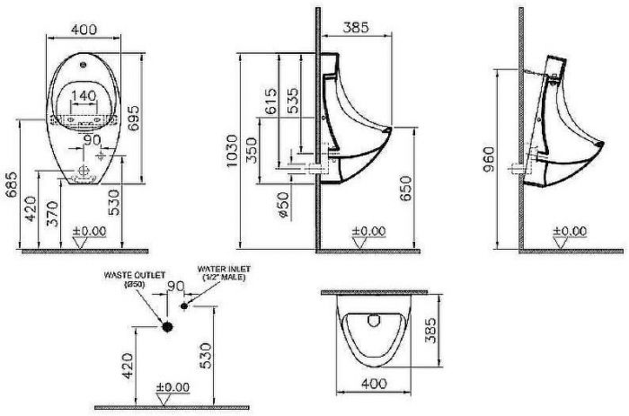 Писсуар Vitra Arkitekt 4106B003-5597 подвесной Белый
