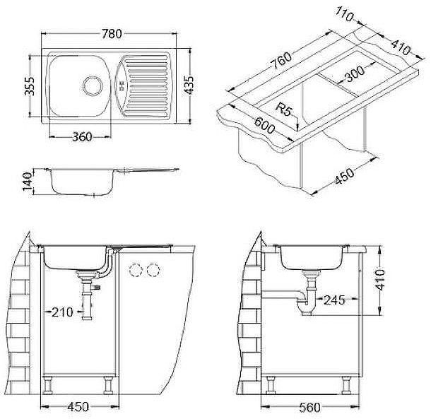 Кухонная мойка Alveus Basic 150 LEI-90 780x435 1138029 Перфорированная сталь