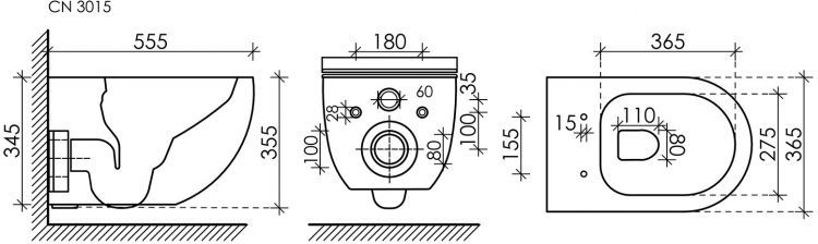 Подвесной унитаз CERAMICANOVA Long Rimless CN3015