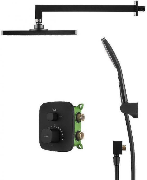 Душевая система Swedbe Platta 5565B с термостатом Черная матовая