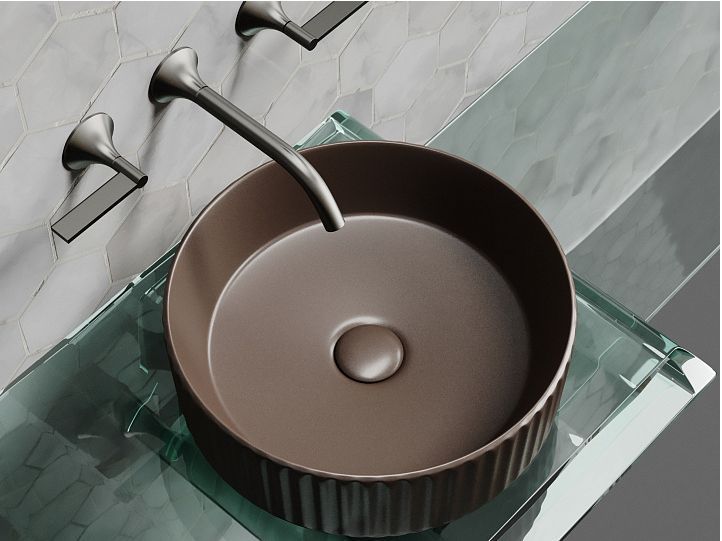 Умывальник CERAMICANOVA чаша накладная круглая 360 мм (цвет Темно-Коричневый Матовый) CN6057MDB Умывальник CERAMICANOVA чаша накладная круглая 360 мм (цвет Темно-Коричневый Матовый) CN6057MDB