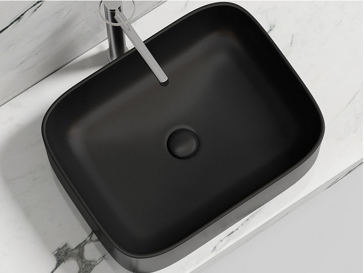 Умывальник CERAMICANOVA Element чаша накладная прямоугольная (цвет Чёрный Матовый) CN6052MB