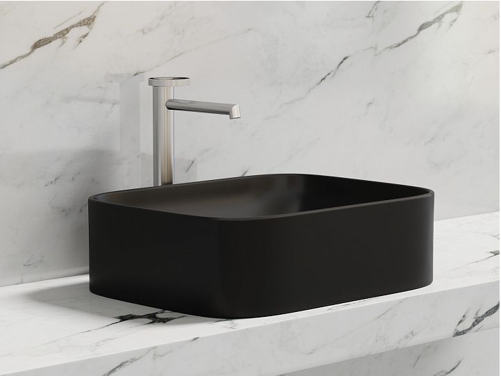Умывальник CERAMICANOVA Element чаша накладная прямоугольная (цвет Чёрный Матовый) CN6052MB
