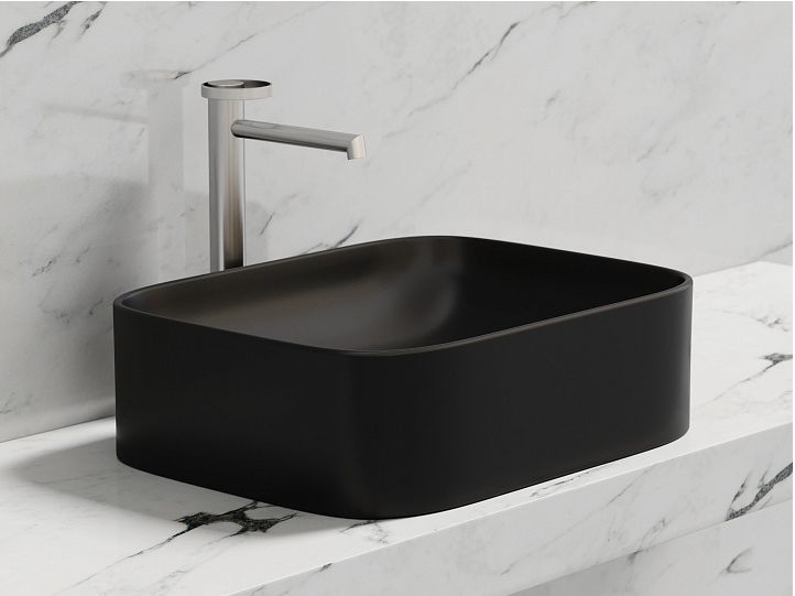 Умывальник CERAMICANOVA Element чаша накладная прямоугольная (цвет Чёрный Матовый) CN6052MB