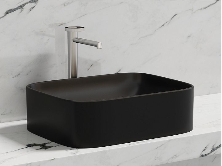 Умывальник CERAMICANOVA Element чаша накладная прямоугольная (цвет Чёрный Матовый) CN6052MB