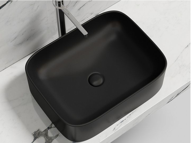 Умывальник CERAMICANOVA Element чаша накладная прямоугольная (цвет Чёрный Матовый) CN6052MB