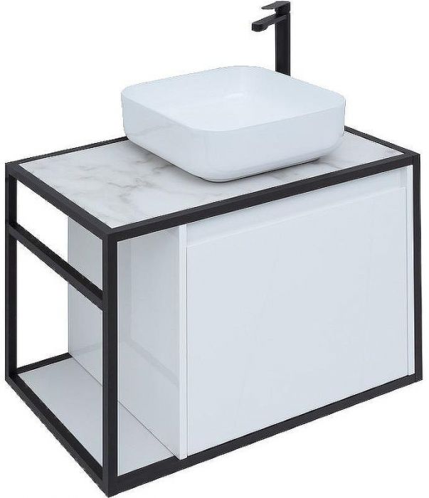 Тумба под раковину Aquanet Nova Lite Loft 75R 261649 подвесная Белый глянец