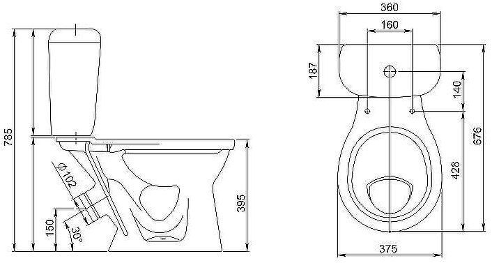 Унитаз компакт Santeri Виктория 1.P301.6.S00.00B.F с бачком и сиденьем