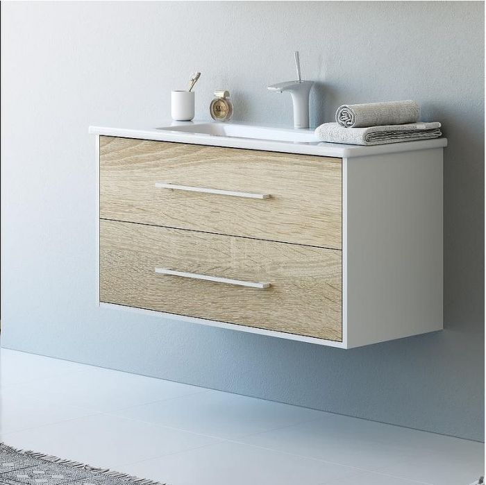 Тумба под раковину Aqwella 5 Stars Маями 60 Mai.01.06 подвесная Дуб сонома Белая