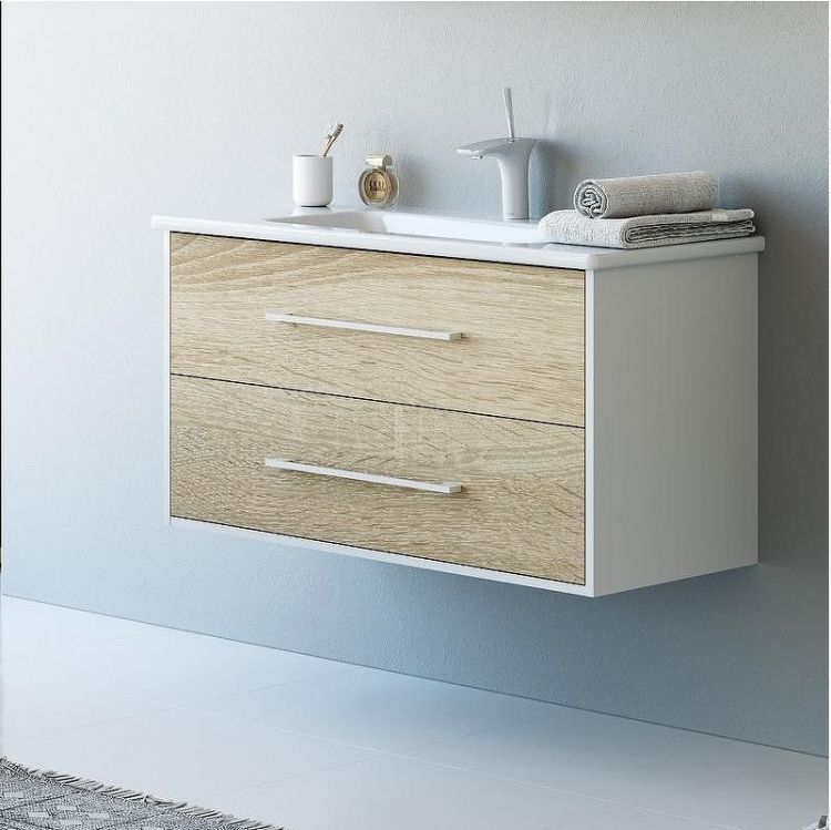 Тумба под раковину Aqwella 5 Stars Маями 60 Mai.01.06 подвесная Дуб сонома Белая
