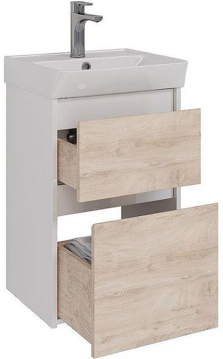 Тумба под раковину Lemark Combi 45 LM03C45T-dub подвесная Дуб кантри Белый глянец