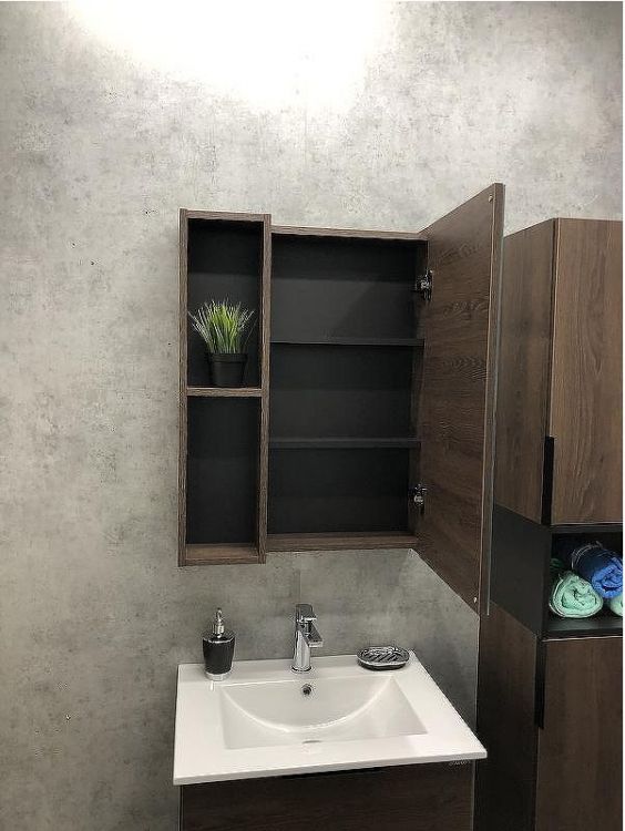 Зеркало со шкафом Comforty Франкфурт 60 00004150528 Дуб шоколадно-коричневый