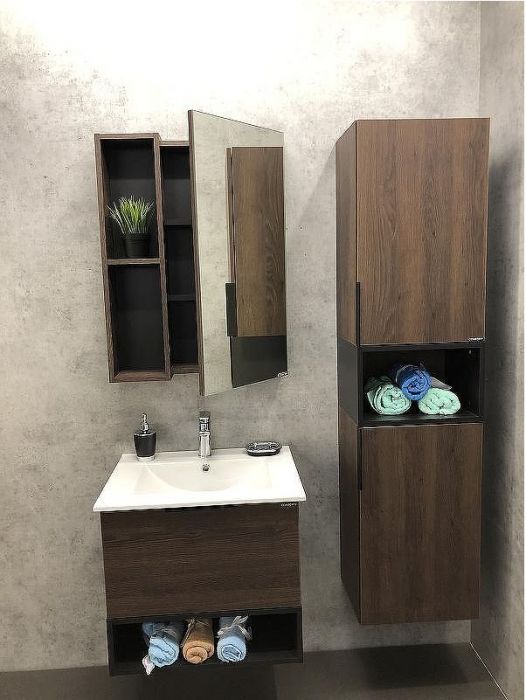 Зеркало со шкафом Comforty Франкфурт 60 00004150528 Дуб шоколадно-коричневый