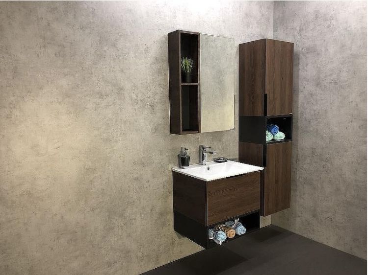 Зеркало со шкафом Comforty Франкфурт 60 00004150528 Дуб шоколадно-коричневый