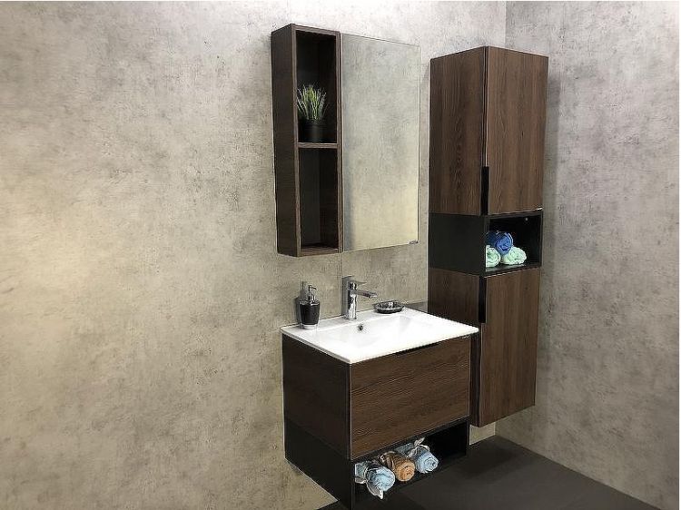 Зеркало со шкафом Comforty Франкфурт 60 00004150528 Дуб шоколадно-коричневый