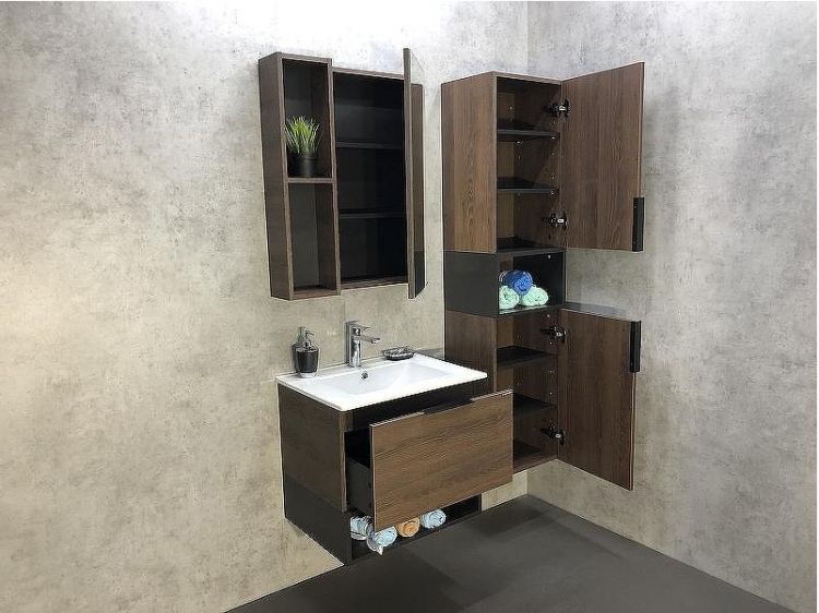 Зеркало со шкафом Comforty Франкфурт 60 00004150528 Дуб шоколадно-коричневый