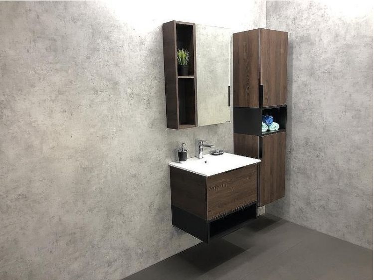 Зеркало со шкафом Comforty Франкфурт 60 00004150528 Дуб шоколадно-коричневый