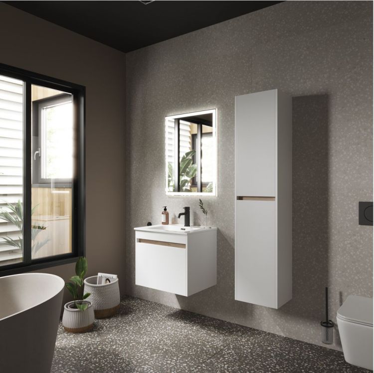 Тумба подвесная SANCOS под раковину Smart, белый глянец 590х450х500, SM60W Тумба подвесная SANCOS под раковину Smart, белый глянец 590х450х500, SM60W