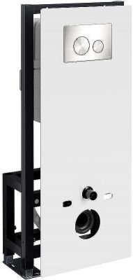 Инсталляция WasserKRAFT Glan 66TLT.010.ME.WH.BN02 для унитаза Белое стекло с клавишей смыва Никель