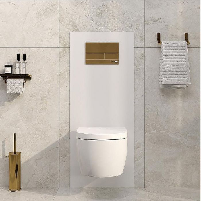 Инсталляция WasserKRAFT Abens 20TLT.010.ME.WH.PG04 для унитаза Белое стекло с клавишей смыва Золото глянцевое