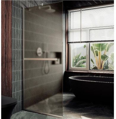 Душевая перегородка Maybah Glass MGD-734-5у 890x1950 в узком профиле Хром матовый стекло бронзовое матовое