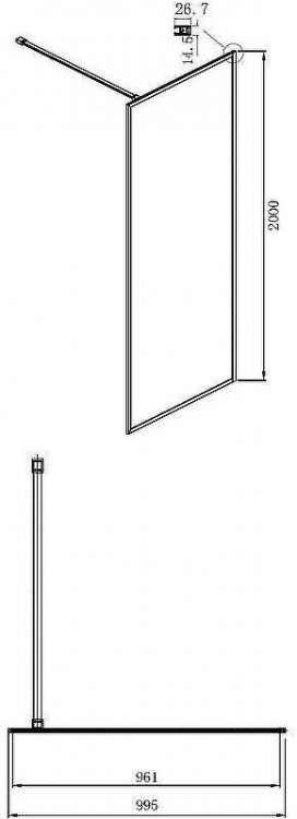 Душевая перегородка Ambassador Walk-in 100х200 15031218 профиль Черный стекло прозрачное Душевая перегородка Ambassador Walk-in 100х200 15031218 профиль Черный стекло прозрачное