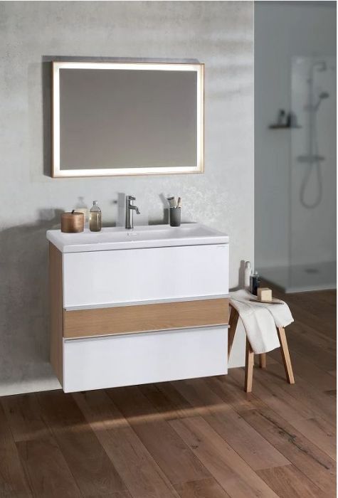 Тумба под раковину Jacob Delafon Lucien 60 EB2056-E76-J5 подвесная Белая глянцевая Дуб корбридж