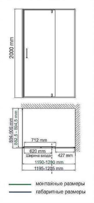Душевой уголок WasserKRAFT Elbe 120х90 74P07 профиль Черный матовый стекло прозрачное