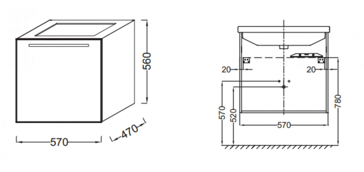 Тумба под раковину 55 см Jacob Delafon Struktura EB1284-N14 серый Тумба под раковину 55 см Jacob Delafon Struktura EB1284-N14 серый
