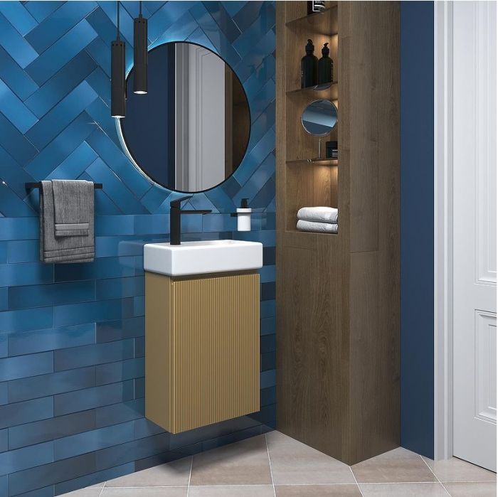 Тумба с раковиной Wellsee WC Area 40 L 221803002 подвесная цвет Бежевый матовый