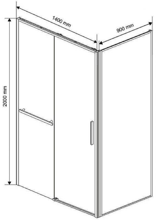 Душевой уголок Vincea Slim Soft 140x90 VSR-1SS9014CLB профиль Черный стекло прозрачное