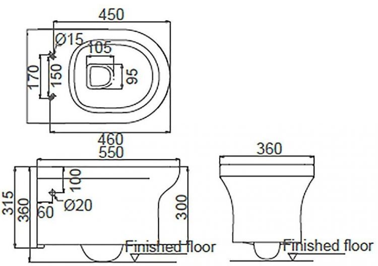 Унитаз Creo Ceramique Archi AR1100R+RE1001T/AR1001T подвесной цвет Белый с сиденьем Микролифт